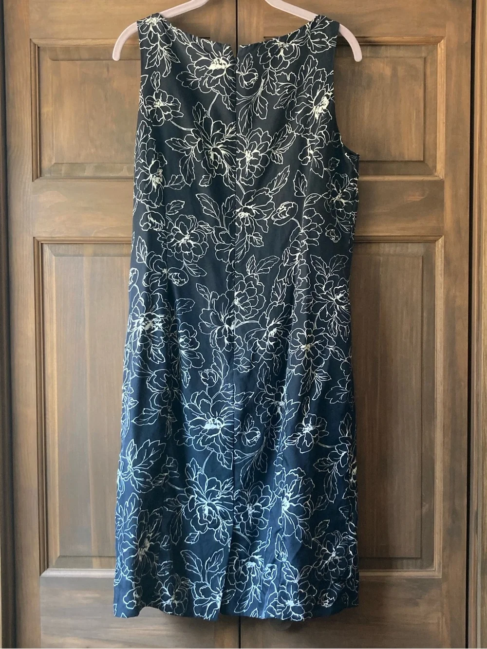 Ann Taylor Black & Cream Floral Print Silk Dress 12 - Picture 2 of 7